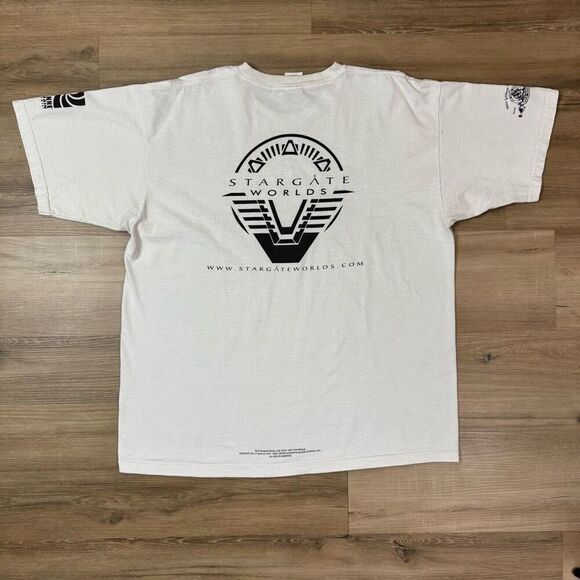 Stargate Worlds Size XL Promo Graphic Tee Shirt White Cancelled CME Video Game - Picture 8 of 9